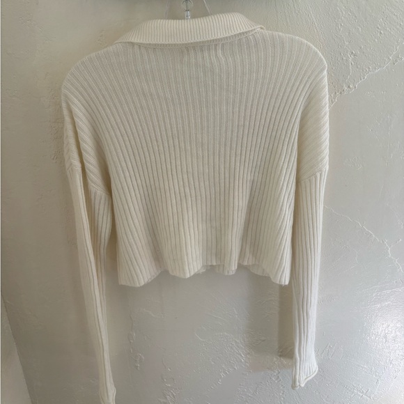 Cream Ribbed Button-Up Cardigan - Picture 2 of 3